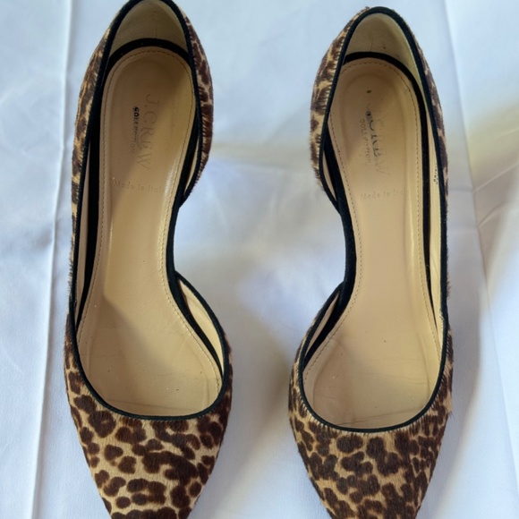 J Crew Collection dOrsay Pumps Leopard Calf Hair 3” heel, size 9.5 - Picture 2 of 7